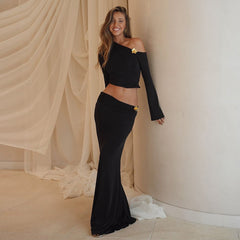 Oblique Bloom Two-Piece Skirt Set - NOIRPYJAMA