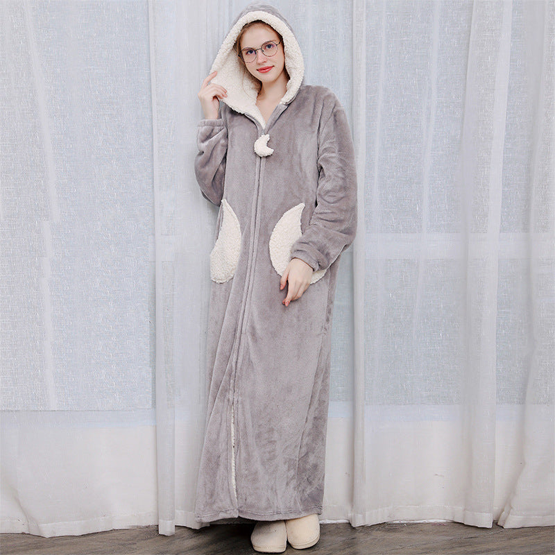 Couple Winter Bath Robe Hooded Night Dress Gown - NoirPyjamas