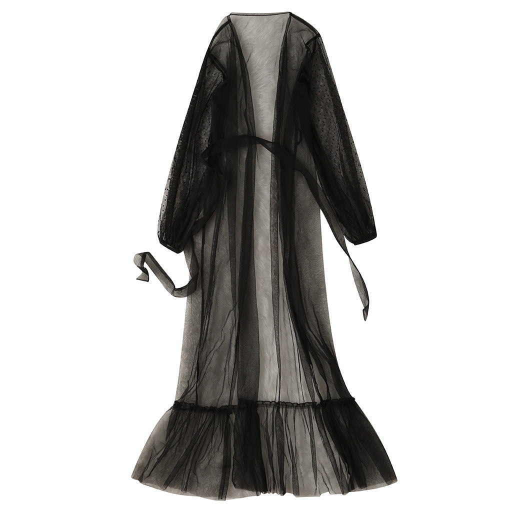Mesh Lounge Dress – Lightweight Flowing Sleepwear - NOIRPYJAMA