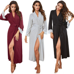 Lace Stitching Cuff Mid-length Bandage Nightgown
