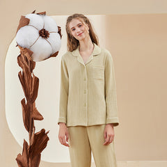 Couple Double-Layer Crepe Cotton Pyjamas