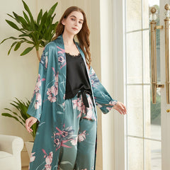 Fashion 3  Piece Set Sling Print Pyjamas Mid Length Loungewear - NoirPyjamas