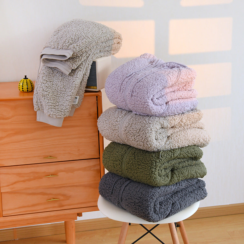 Autumn And Winter 2 Piece Flannel Cute Hooded Thickened Loungewear - NoirPyjamas