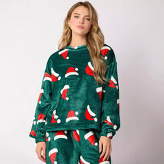 Women’s Santa Christmas Pyjama Set – Cozy Flannel 2-Piece Sleepwear