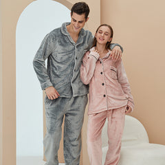 Unisex Coral Fleece Pyjama Set – Women’s & Men’s Thick Loungewear - NOIRPYJAMA