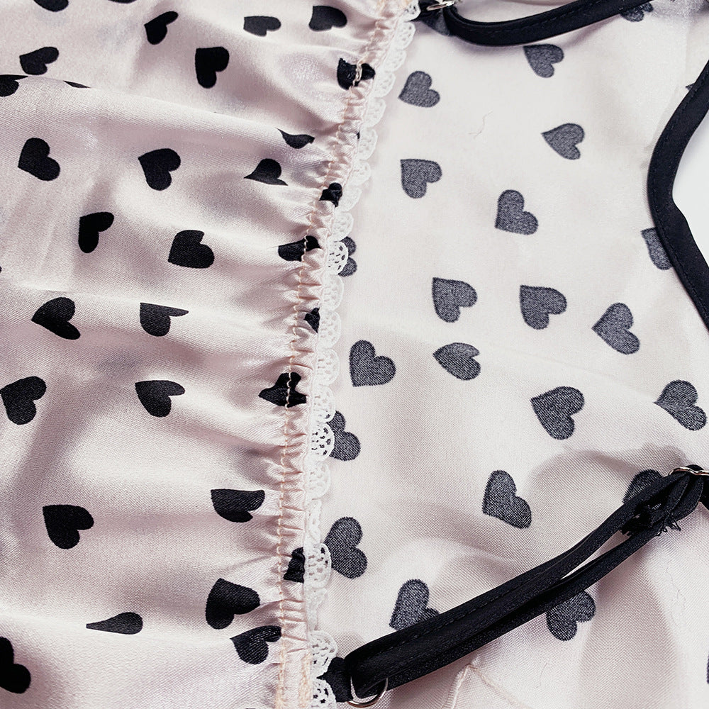 Summer Silk Ice Silk Suspender Pyjama Shorts - NoirPyjamas