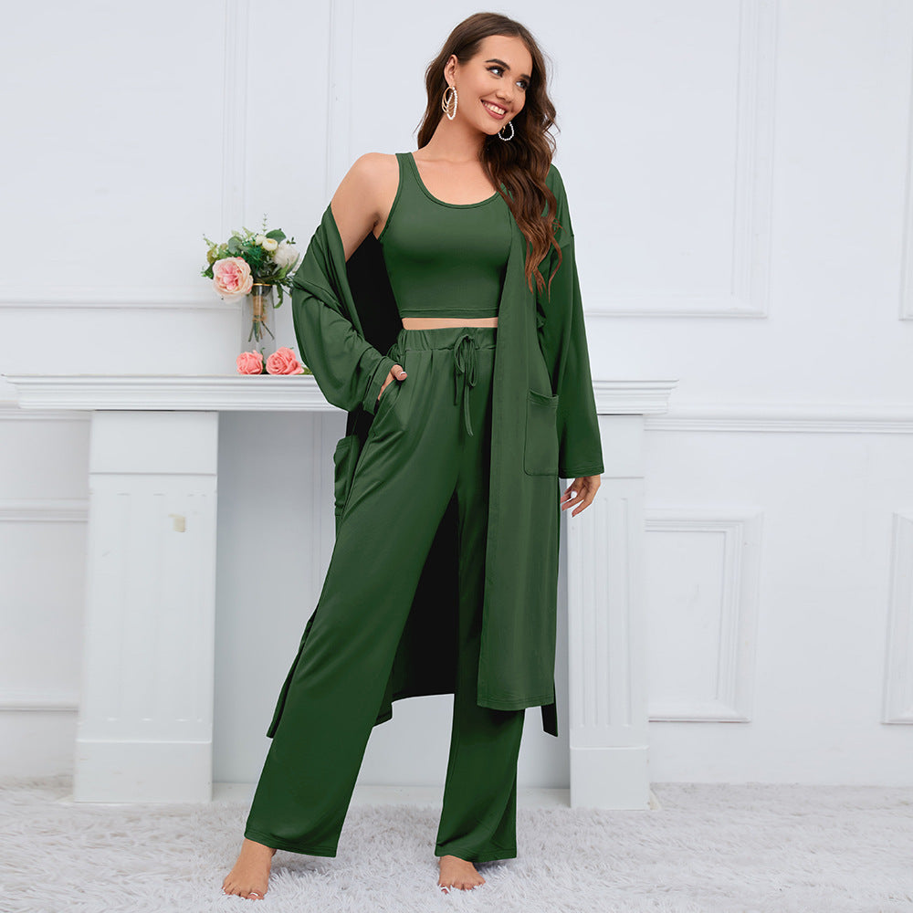 -Piece Loungewear Set with Cardigan – Comfortable & Stylish - NOIRPYJAMA