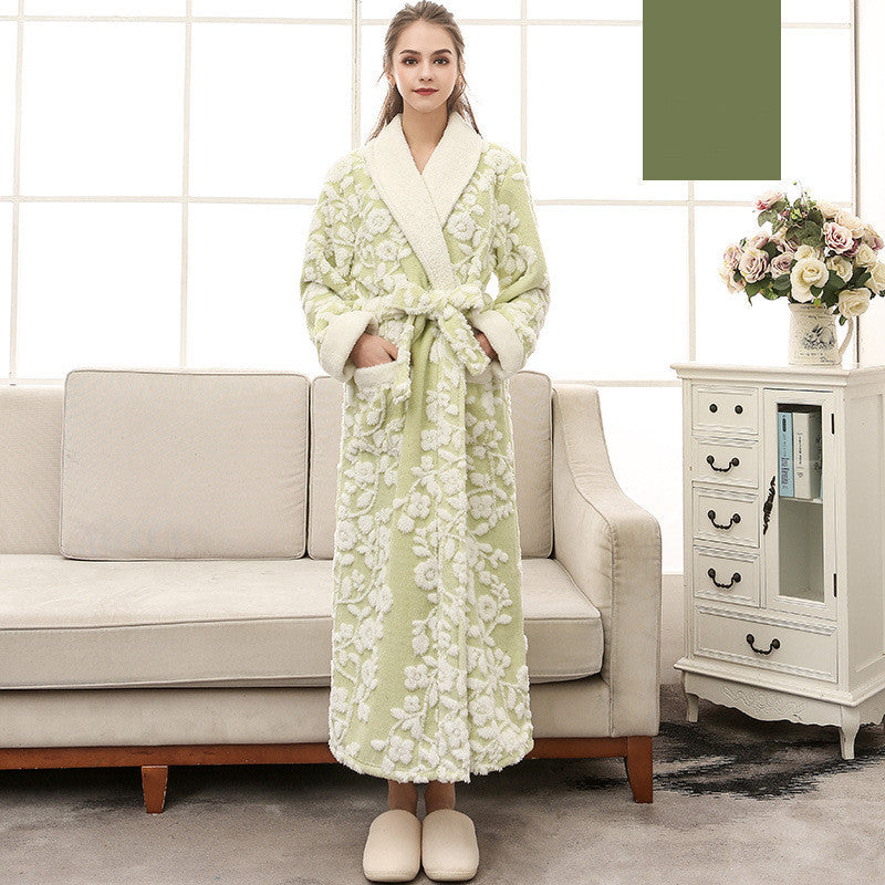 Couple Jacquard Double Layer Thickened Flannel Nightgown - NOIRPYJAMA