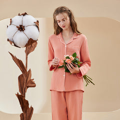 Couple Double-Layer Crepe Cotton Pyjamas