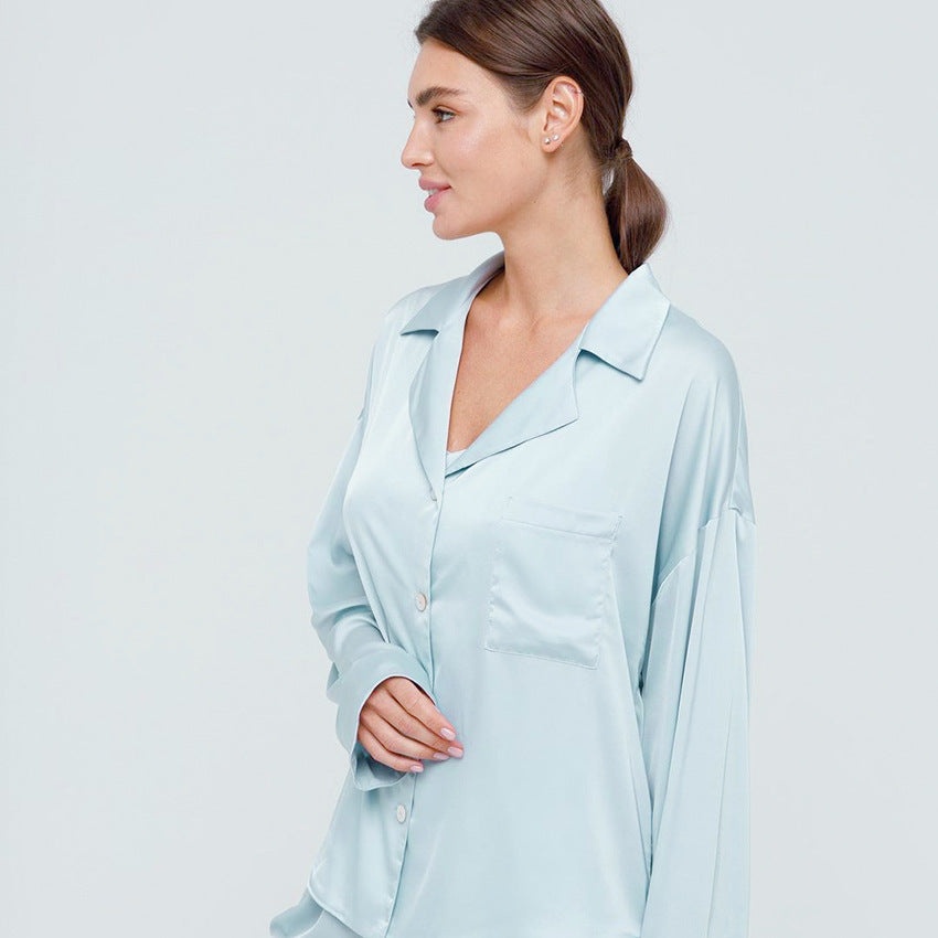 Women’s V-Neck Satin Pyjama Set – Lightweight & Stylish - NOIRPYJAMA