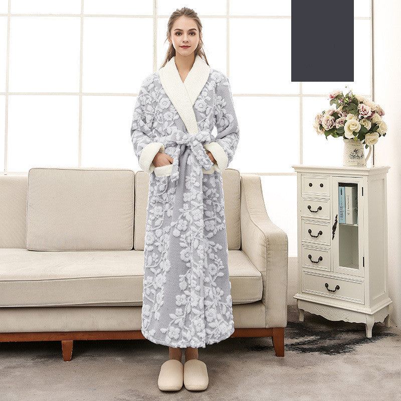 Couple Jacquard Double Layer Thickened Flannel Nightgown - NOIRPYJAMA