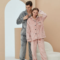 Unisex Coral Fleece Pyjama Set – Women’s & Men’s Thick Loungewear - NOIRPYJAMA