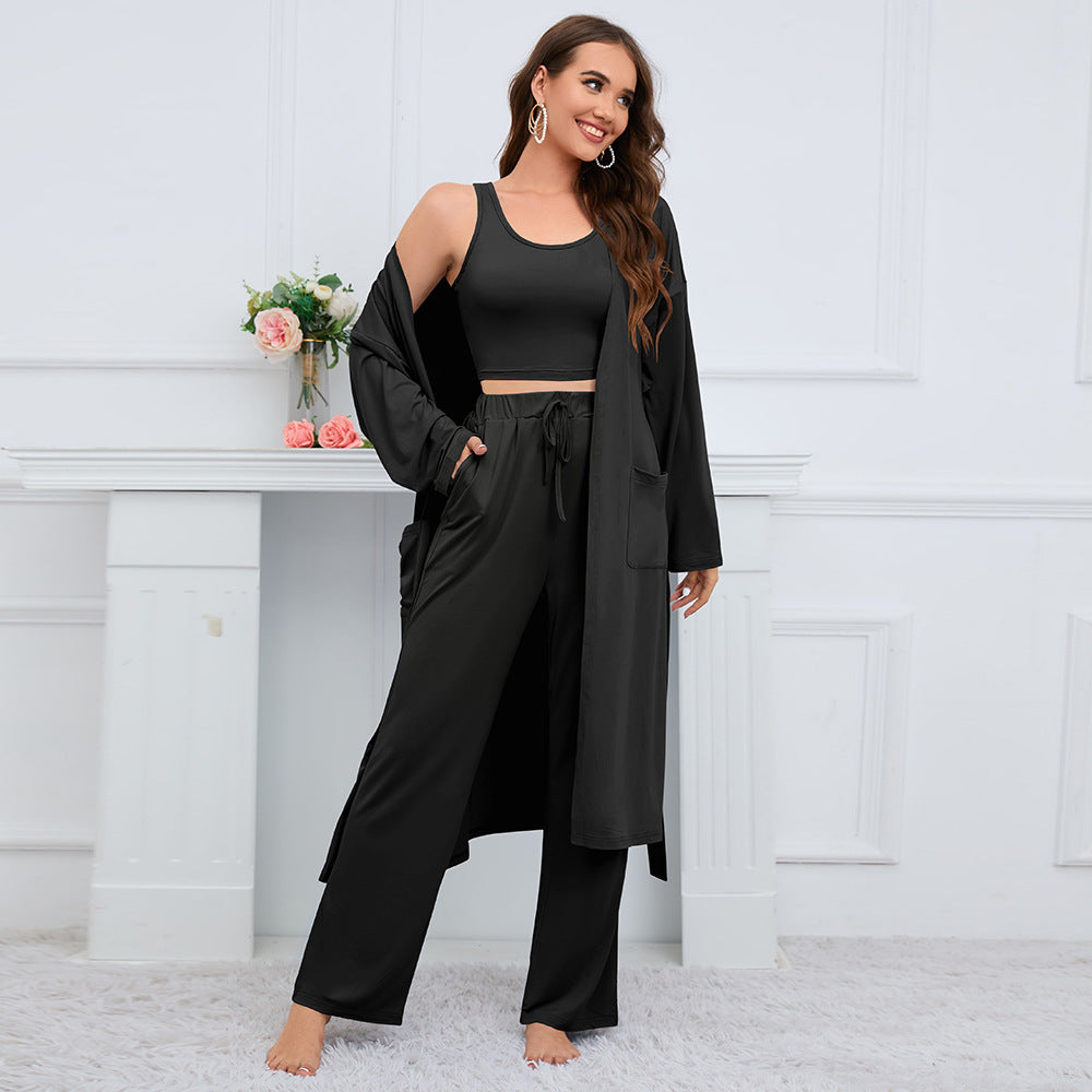 -Piece Loungewear Set with Cardigan – Comfortable & Stylish - NOIRPYJAMA