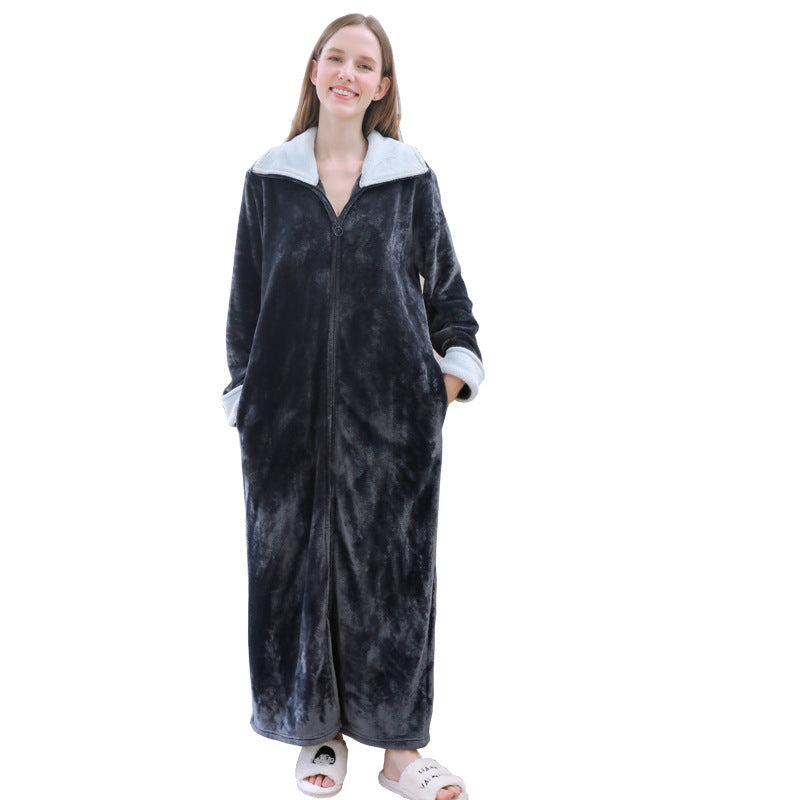 Plus Size Flannel Warm One-piece Nightgown Pyjama For Men Winter