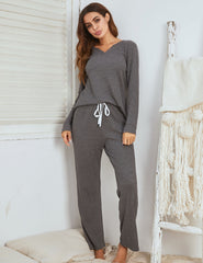 Long Sleeve Lounge Suit – Breathable Striped Comfort Wear