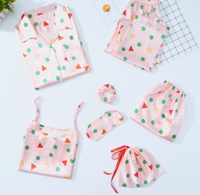 Silk Striped 7-Piece Set Loungewear - NOIRPYJAMA