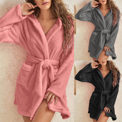 Coral Velvet Winter Nightgown Cute Duck Pyjama - NoirPyjamas